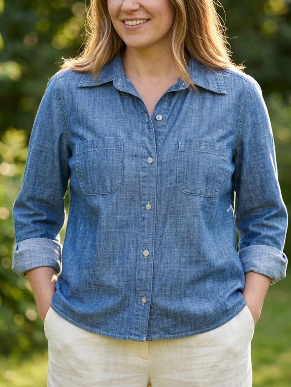 Style & Co. Light Blue Chambray Button-Down Shirt size SP